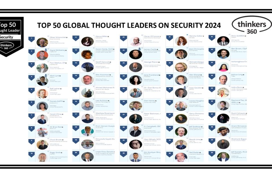 Thinkers360 – Top 50 Global Thought Leaders and Influencers on Security 2024