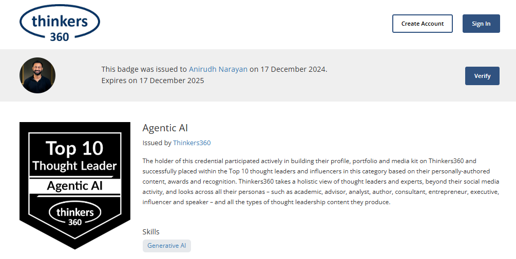 Anirudh Narayan Agentic AI Badge