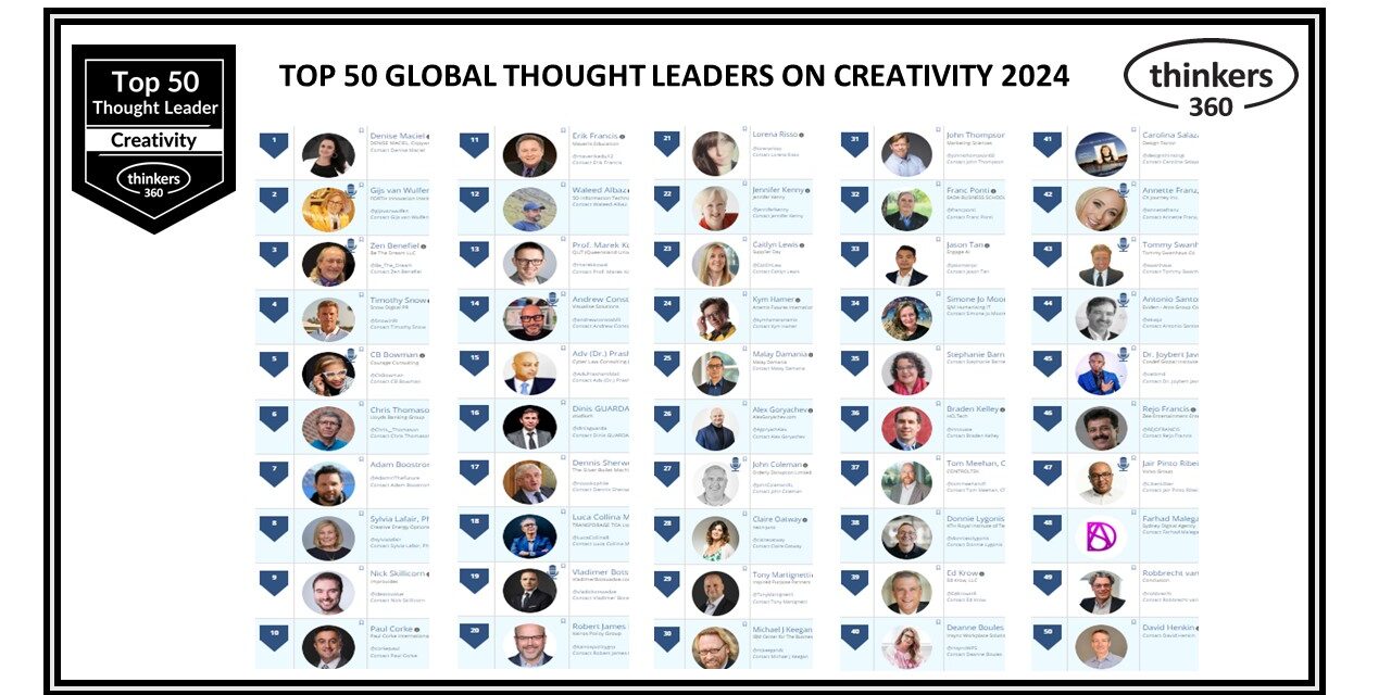 Top 50 Global Thought Leaders and Influencers on Creativity 2024 Top 50 Global Thought Leaders and Influencers on Creativity 2024