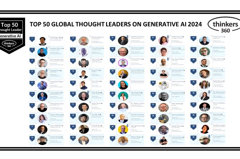Top 50 Global Thought Leaders and Influencers on Generative AI 2024 Top 50 Global Thought Leaders and Influencers on Generative AI 2024