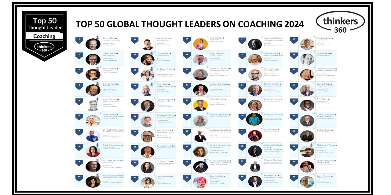 Top 50 Global Thought Leaders and Influencers on Coaching 2024 Top 50 Global Thought Leaders and Influencers on Coaching 2024