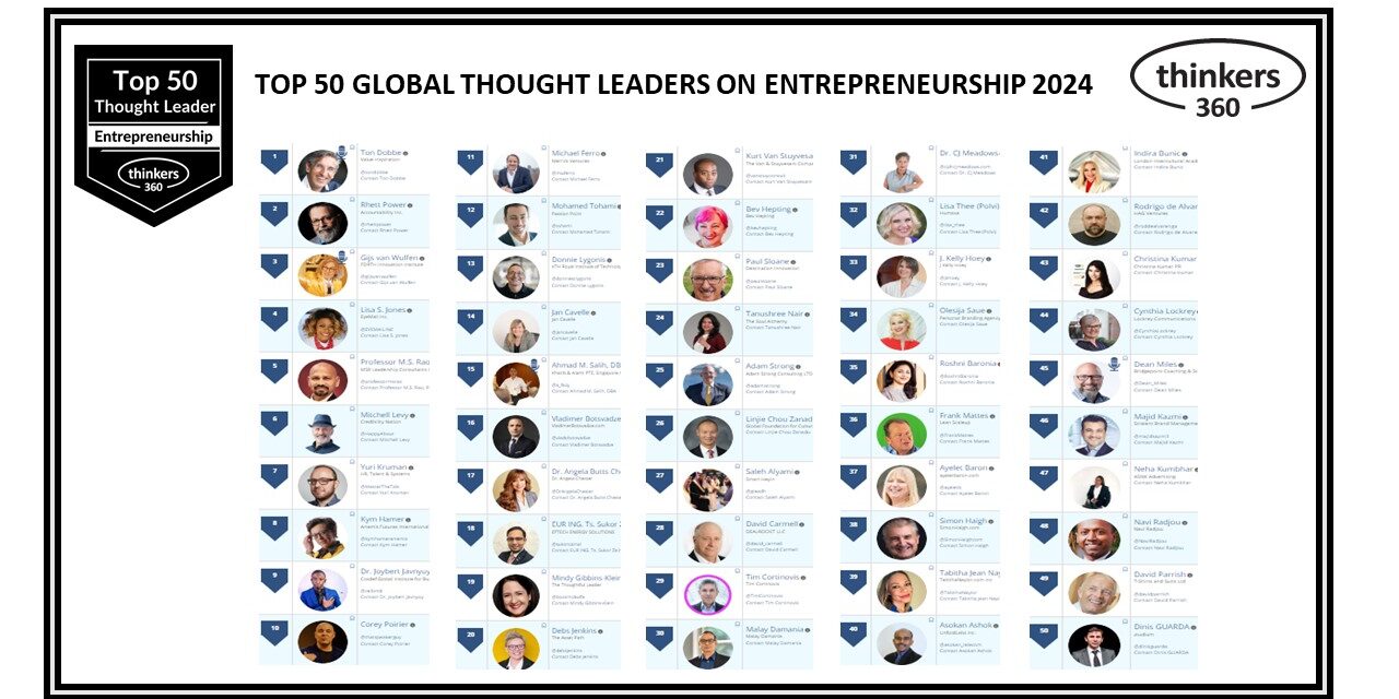 Top 50 Global Thought Leaders and Influencers on Entrepreneurship 2024