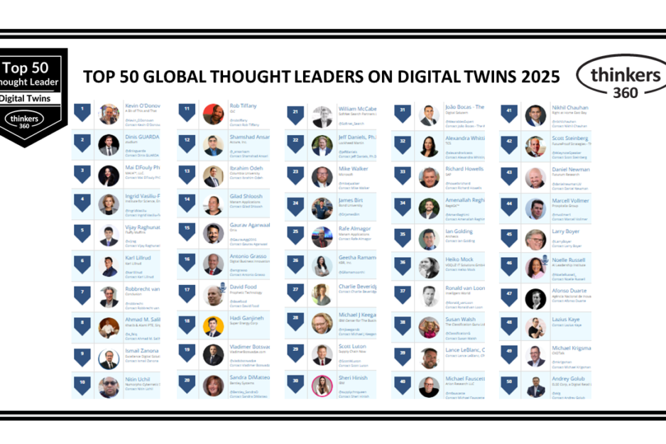 Top 50 Global Thought Leaders and Influencers on Digital Twins 2025 Top 50 Global Thought Leaders and Influencers on Digital Twins 2025