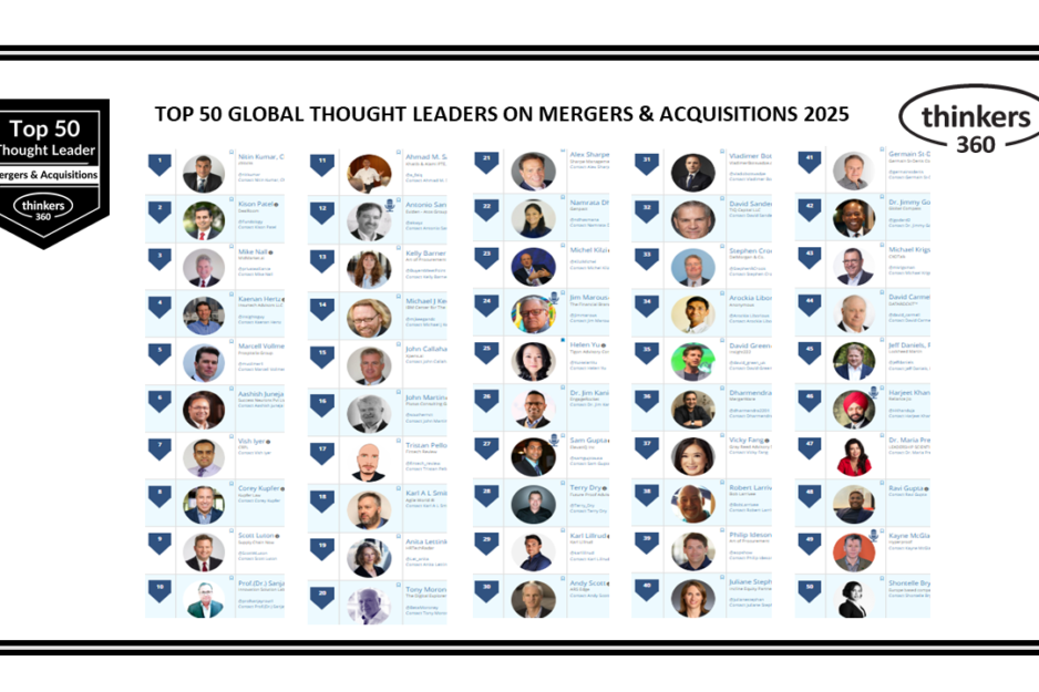 Top 50 Global Thought Leaders and Influencers on Mergers & Acquisitions 2025 Top 50 Global Thought Leaders and Influencers on Mergers & Acquisitions 2025