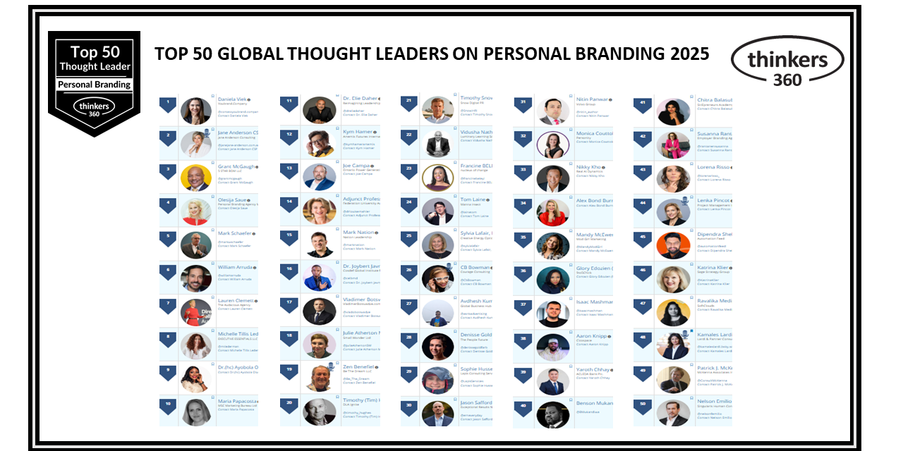 Top 50 Global Thought Leaders and Influencers on Personal Branding 2025