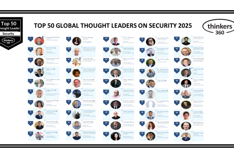 Top 50 Global Thought Leaders and Influencers on Security 2025 Top 50 Global Thought Leaders and Influencers on Security 2025