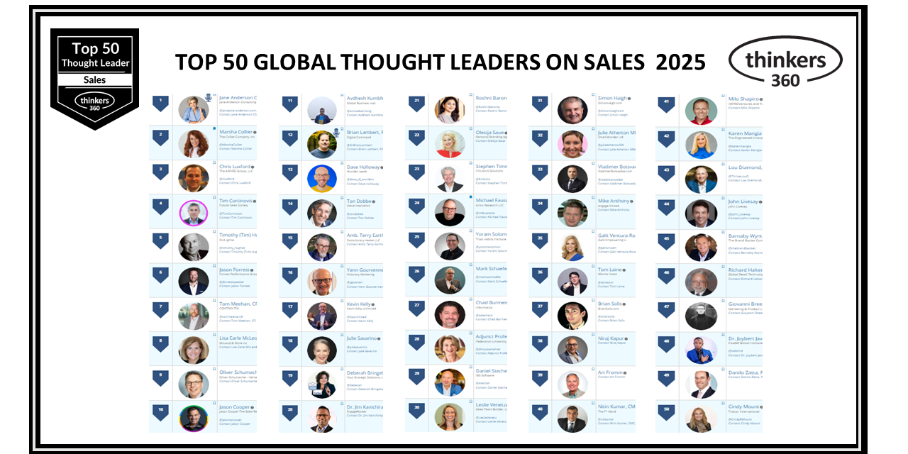 Top 50 Global Thought Leaders and Influencers on Sales 2025