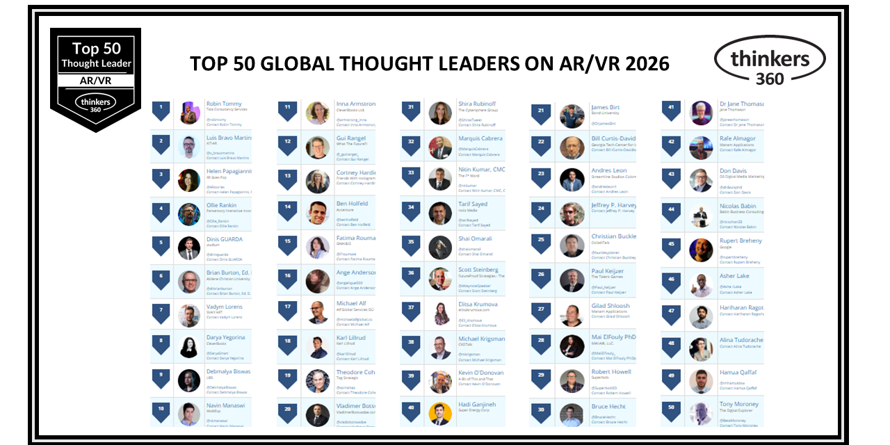 Top 50 Global Thought Leaders and Influencers on AR/VR 2026