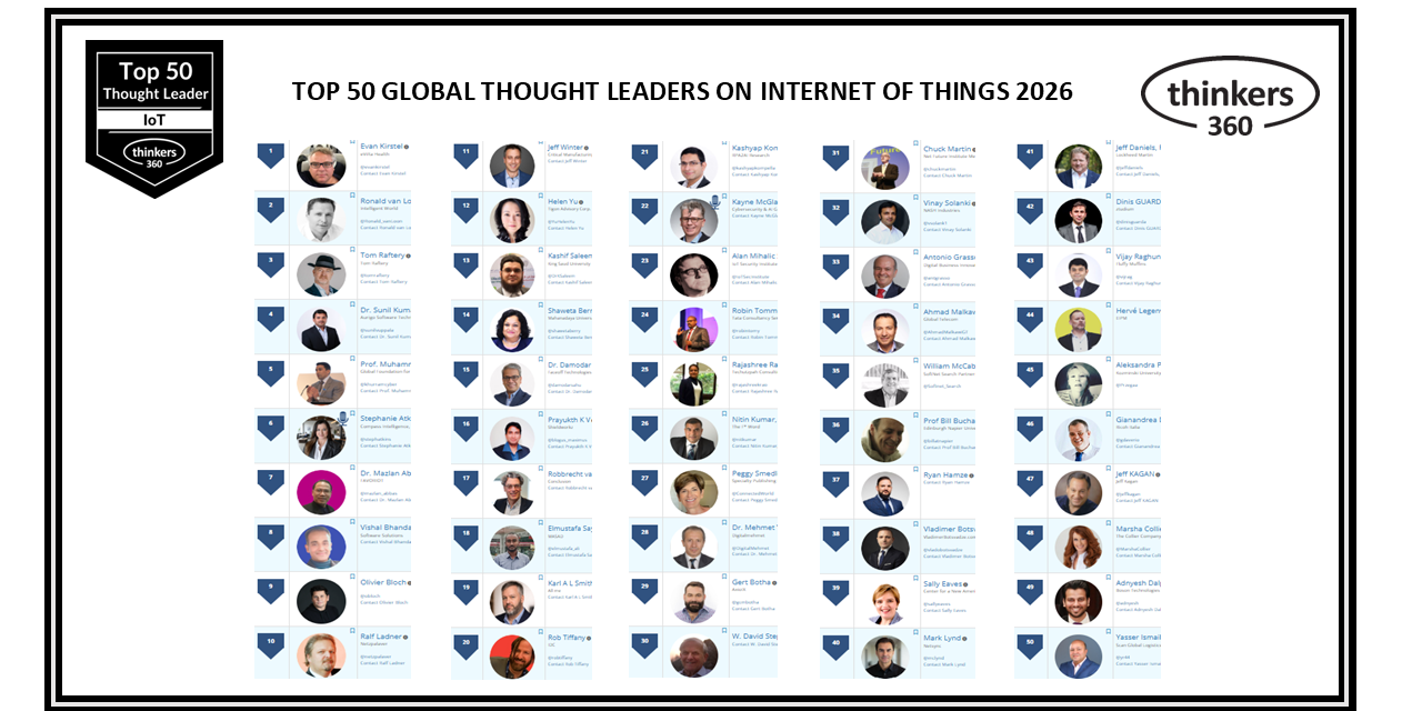 Top 50 Global Thought Leaders and Influencers on Internet of Things 2026 Top 50 Global Thought Leaders and Influencers on Internet of Things 2026