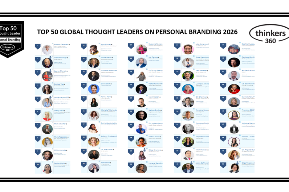 Top 50 Global Thought Leaders and Influencers on Personal Branding 2026 Top 50 Global Thought Leaders and Influencers on Personal Branding 2026